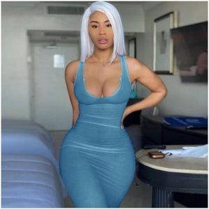 Women's Suspender Vest Deep V-neck Dress