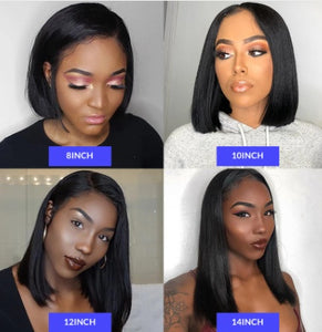 Wig Female Short Straight Hair Side Bobo Head Simulation Scalp Supple Natural Chemical Fiber Headgear