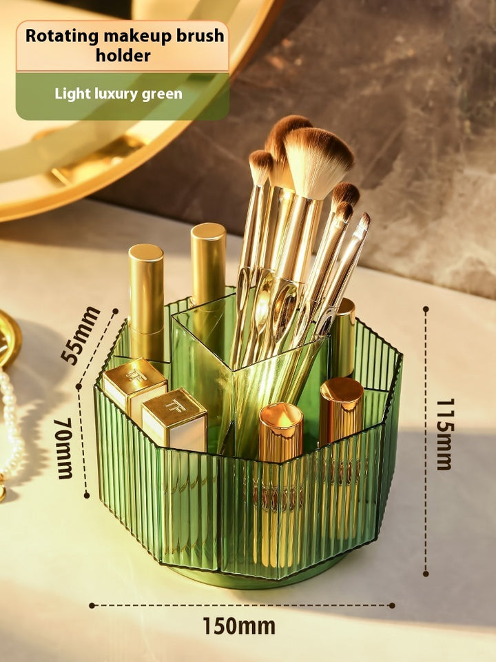 Desktop Grid Rotating Cosmetic Brush Storage Container