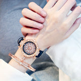 Rotating ladies net red quartz watch casual