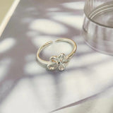 Thai Silver Sweet And Simple Hollow Silver Small Flower Open Index Finger Ring