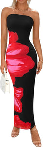 New Women's Slim-fit Contrast Colors Floral Print Dress