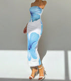 New Women's Slim-fit Contrast Colors Floral Print Dress