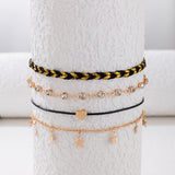 Korean Style Alloy Diamond XINGX Pendant Anklet Four-piece Set