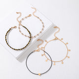 Korean Style Alloy Diamond XINGX Pendant Anklet Four-piece Set