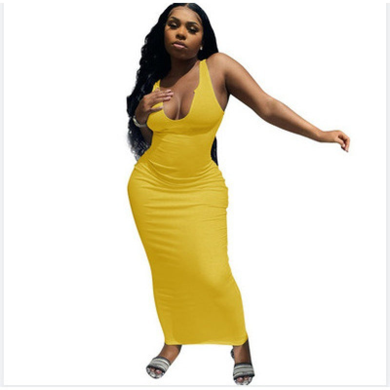 Women's Suspender Vest Deep V-neck Dress