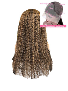 Piano Inter-color Highlight Curly Lace Wig