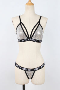 Ladies Fashion Sequin Lingerie Bikini Set
