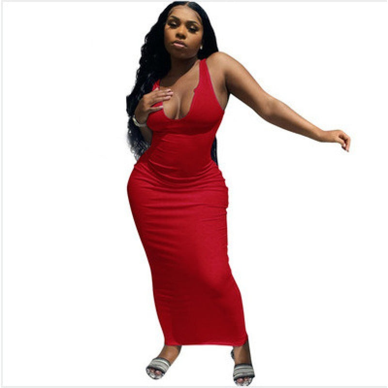 Women's Suspender Vest Deep V-neck Dress