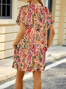 Short Sleeve Printed Pocket Dress