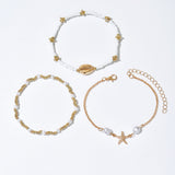 Beach Vacation Bead Shell Starfish Foot Ornaments Anklet Three-piece Set