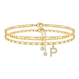 Side Tablet Chain Double Layer Twin Letter Pendant Anklet Ornament