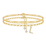 Side Tablet Chain Double Layer Twin Letter Pendant Anklet Ornament