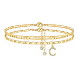 Side Tablet Chain Double Layer Twin Letter Pendant Anklet Ornament