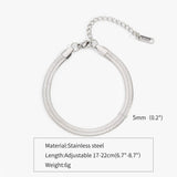 Simple Steel Peptide 18K Gold Plating Chain Like Flat Snake Bracelet