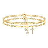 Side Tablet Chain Double Layer Twin Letter Pendant Anklet Ornament