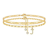 Side Tablet Chain Double Layer Twin Letter Pendant Anklet Ornament