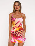Sleeveless Backless Camisole Floral Print Skinny Sheath Dress