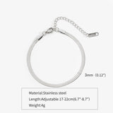 Simple Steel Peptide 18K Gold Plating Chain Like Flat Snake Bracelet