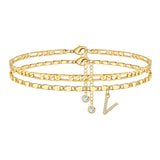 Side Tablet Chain Double Layer Twin Letter Pendant Anklet Ornament