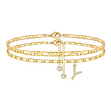 Side Tablet Chain Double Layer Twin Letter Pendant Anklet Ornament