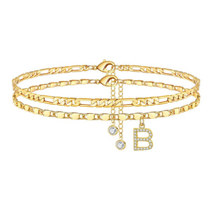 Side Tablet Chain Double Layer Twin Letter Pendant Anklet Ornament