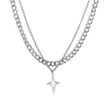Double-layer Necklace Cross Personality XINGX Cold Style