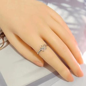 Thai Silver Sweet And Simple Hollow Silver Small Flower Open Index Finger Ring