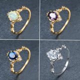 Drop-shaped Inlaid Zircon Alloy Ring