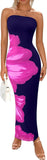 New Women's Slim-fit Contrast Colors Floral Print Dress